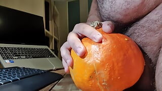 Fucking a pumpkin with my dick for dinner