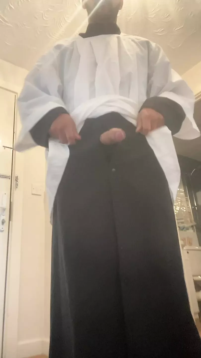 Naughty priest show off his big dick and fuck an altar boy