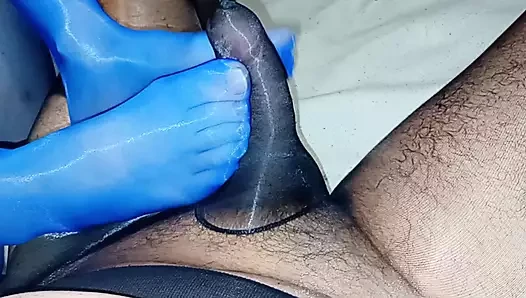 Blaue nahtlose strumpfhose FJ