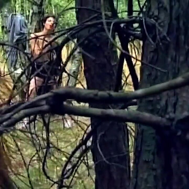 Mature Brunette Fingers Dripping Pussy in Forest Frenzy