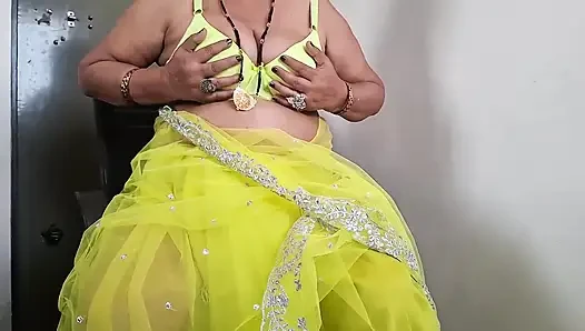 Limon rengi sari içinde tabubreakers shilpa