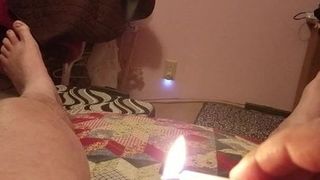 Melting candle wax on my little penis