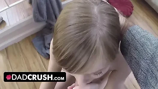 DadCrush - Horny Babe Strips Naked And Gets Her Hairy Pussy Plowed Hard By Big Throbbing Cock