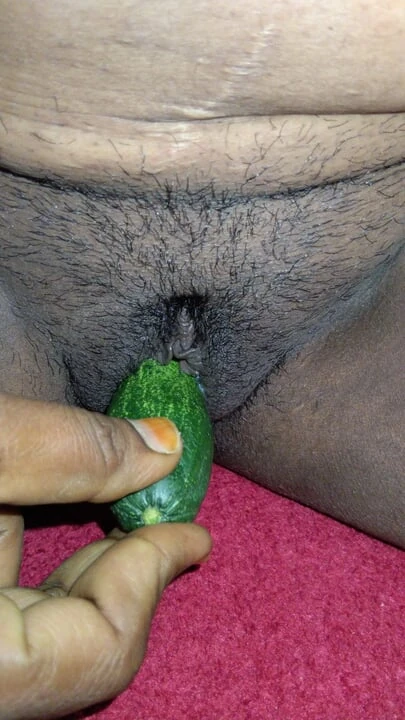 Saira home alone hungry pussy, close-up pussy masturbating big cucumber
