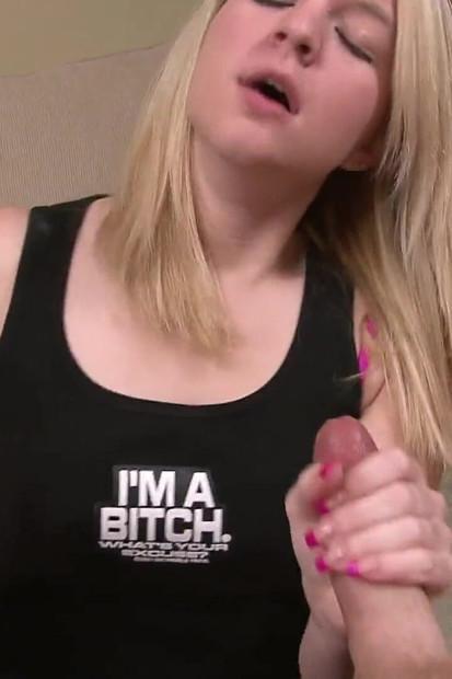 Cigarette smoking slut gets giant cumload on her tits
