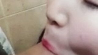 Korean girl gives blowjob