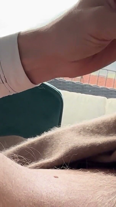 Morning wank, showing off my cock and cumshot to the neighbours, eating cum! | Clip 1