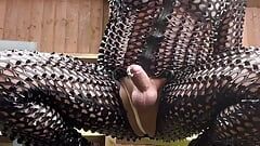Amateur Crossdresser Kellycd2022 sexy milf masturbating out doors in pvc catsuit big cumshot in heels sissy