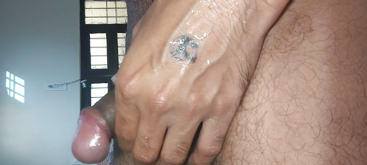 Indian massaging big cock cum later