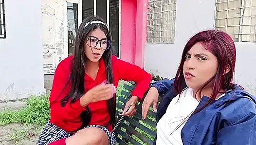 My friend with a big ass is having sex with an old stranger while I watch.