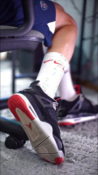 Playing with Jordan Retro Iv Sneakers and Cumming Inside