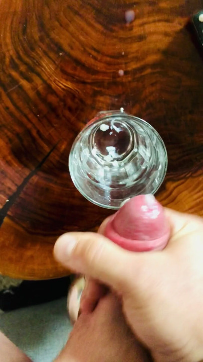A lot of cumming in a glass of water