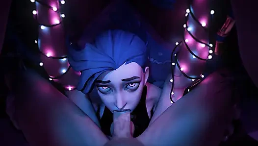 Mavi saçlı kızla kremsi yüz sikişi!