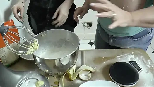 Lesbian naked dirty cooking