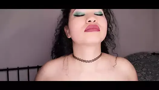 Busty exotic girl does ASMR boob massage