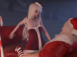 Cute Little Chrismas Slut Riding Santa In His Sled