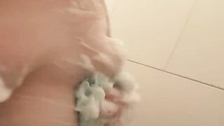 Showering and Boob Play With Sexy Foamy Soapy Cum Shower