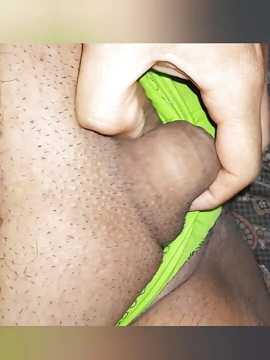 Great Masturbation Until Cum on My Green Thong