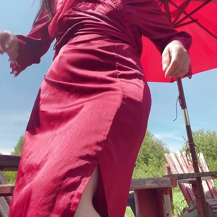 Angel Sexy Nake on the Chair Outside