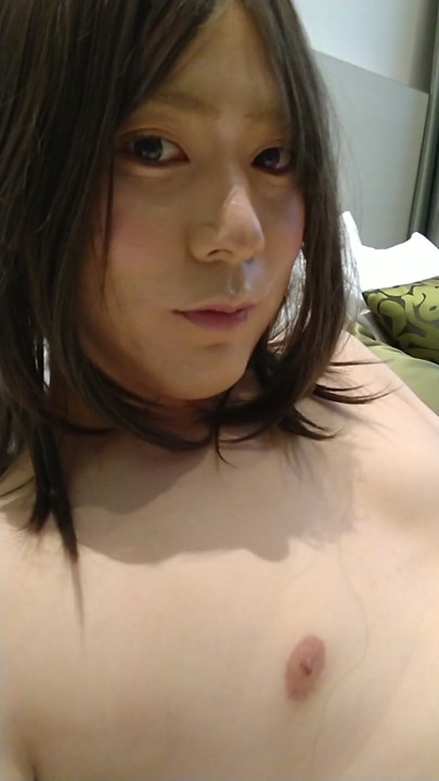Japan cross-dressing men masturbate in lavender-colored full-body tights | Clip 2
