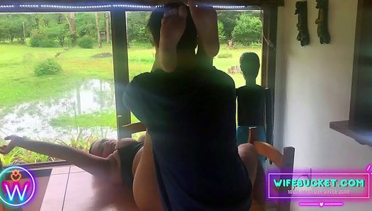 Wife Porn by WifeBucket - Big boob mamacita being fucked by the window in a rainy day