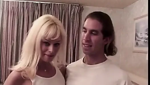 Three experienced guys give two innocent cuties some lessons of sexual education