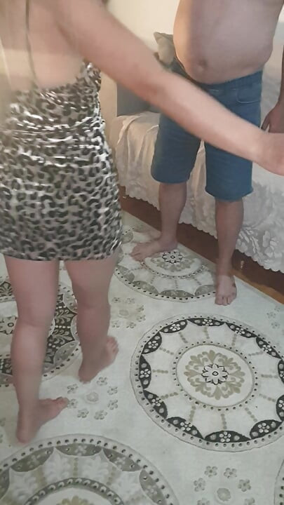 Horny woman performs oriental show for her elderly lover, homemade and natural.