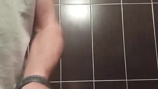 Solo masturbate in public toilet