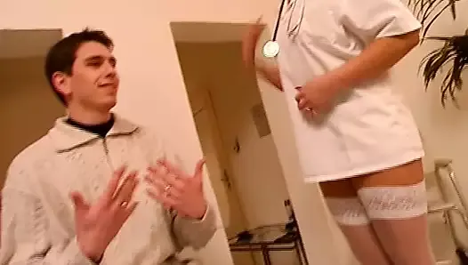 Hot German nurse helping a young stud with her amazing pussy