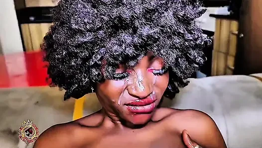Rod cum on her pretty face