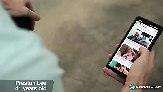 Büyük memeli, götlü Preston Lee, 41 yaşında, porno izliyor