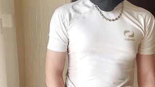 Horny masked stud in wanks his dick after gym he is so horny that ge is shaking
