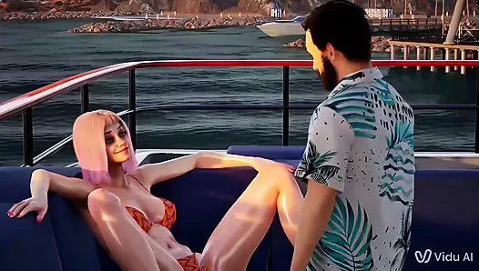 Великолепная тинка загорает на яхте, ее бойфренд жестко трахает, пока она не сквиртует несколько раз