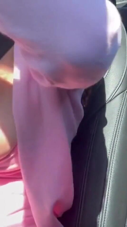 Italian Big Tits Milf Hot Car ride flashing her boobs | Clip 1