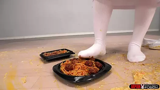 School Lunch Mess - Misaki Okina’s Playful Food Crush
