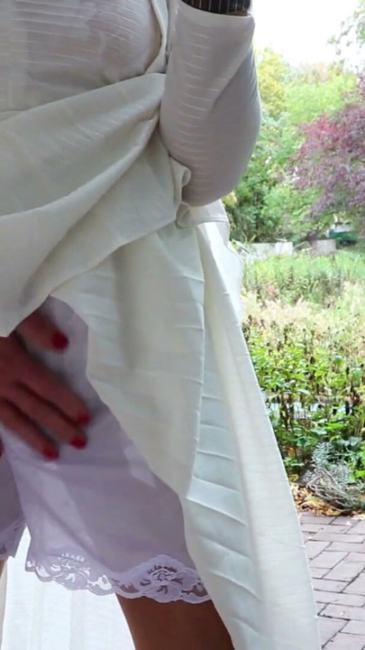 Wanking MILF In A Sheer Pleated Gown | Clip 1