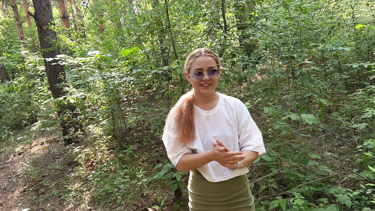 Live content from a walk and pleasant sex in the forest in public
