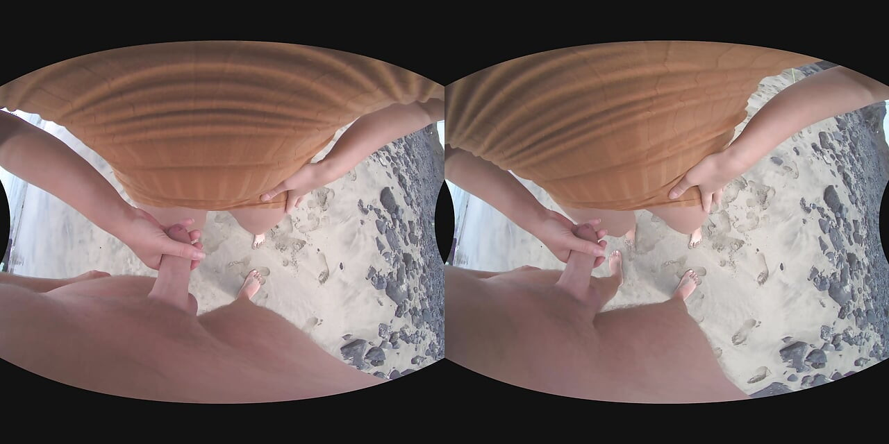 VR Outdoor POV Blowjob on the Public Beach