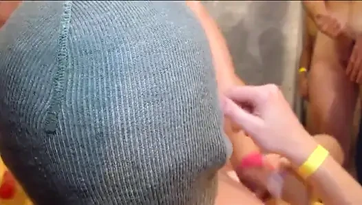 Blonde Babe Stretched Wide by Throbbing Cocks in Group Frenzy