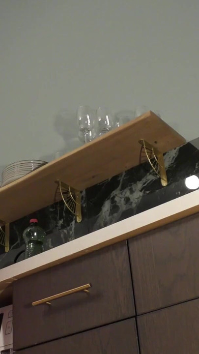 No panties no bra girlfriend in the kitchen with a nightie satin pyjama | Clip 2