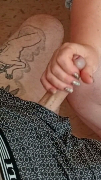 the bitch sat opposite milking and jerking off my cock until ejaculation | Clip 1