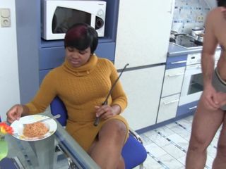 white cooking slave gets humiliated by his ebony goddess