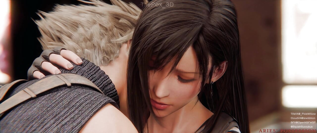 Final Fantasy 7 FF7 - Tifa + Aerith Todo trabajo 2025 wm - degradación de color completo (sonido) por la animación de posesión 3D hentai de Aries