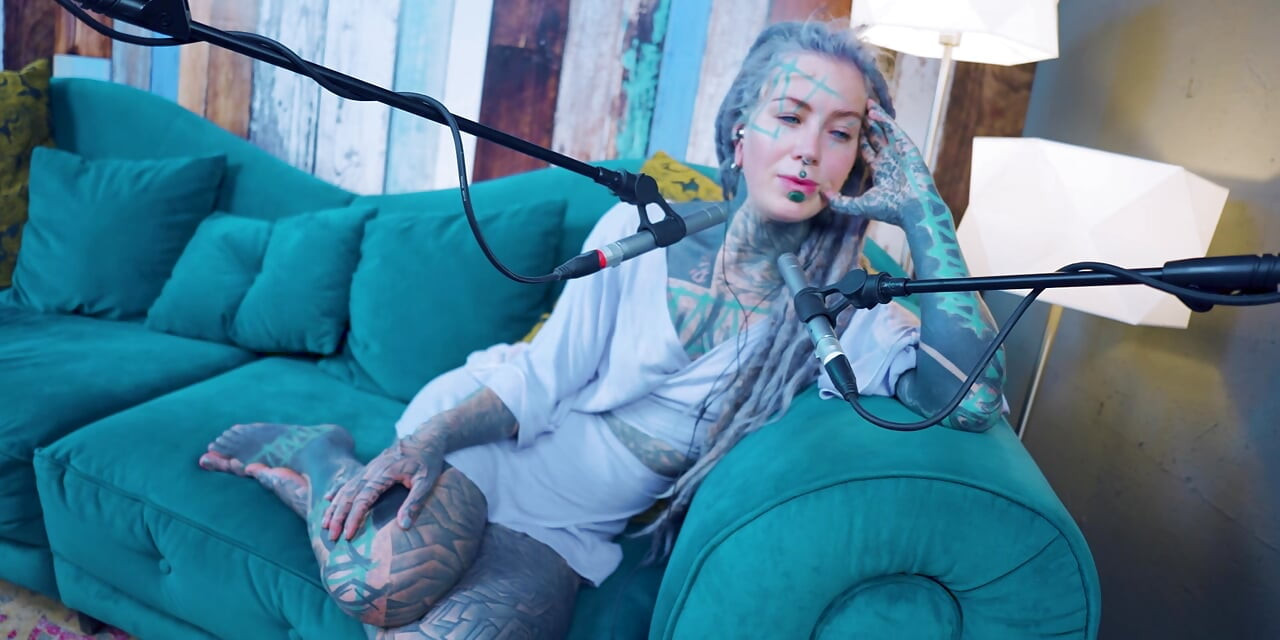I talk about O - Overcome - ASMR podcast SFW talking goth skinny girl dreadlocks tattoo model inked girl