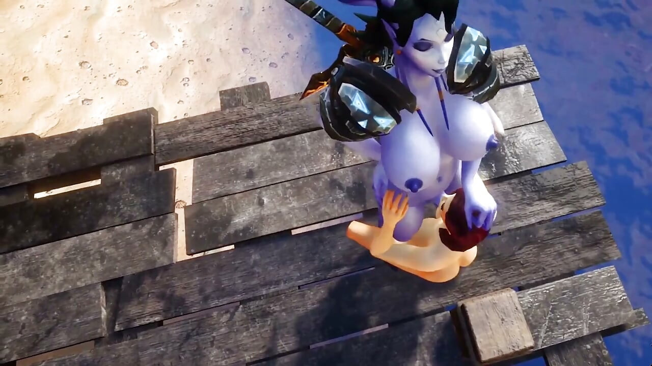 Futa Draenei se folla el culo de una chica junto a un lago: parodia porno de Geek