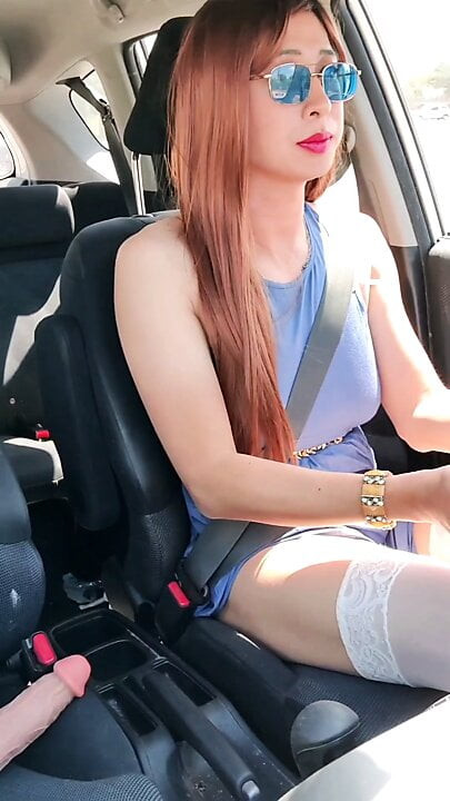 Sissy Slut Bess repeatedly interrupted trying to cum in her car
