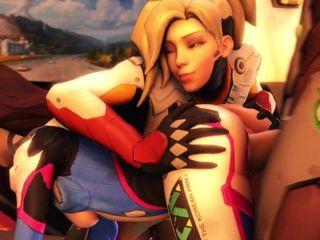 Мака по вдовам наблюдает за D.Va и Mercy