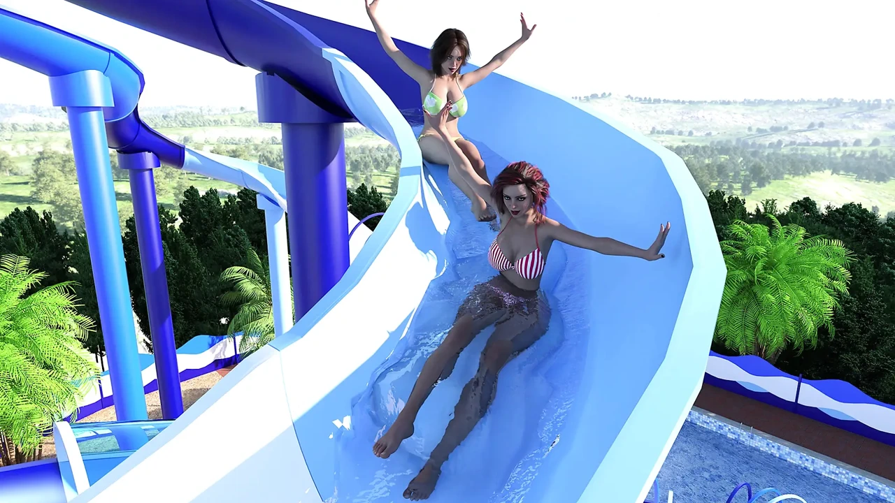 Reunion 18 John, May & Khole's Wet Water Park Threesome Tease - Bikini Slips & Splashes