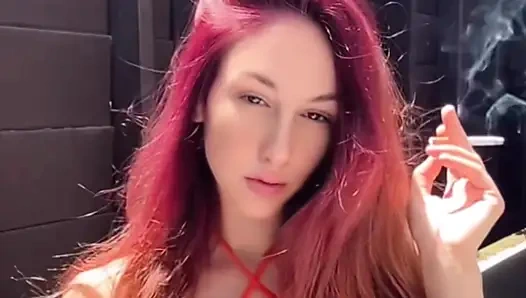 Italian Long hair big boobs Stepmom Artemisia Love smoking session outdoor