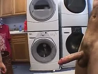 Alex jerking off guy's cock in the kitchen